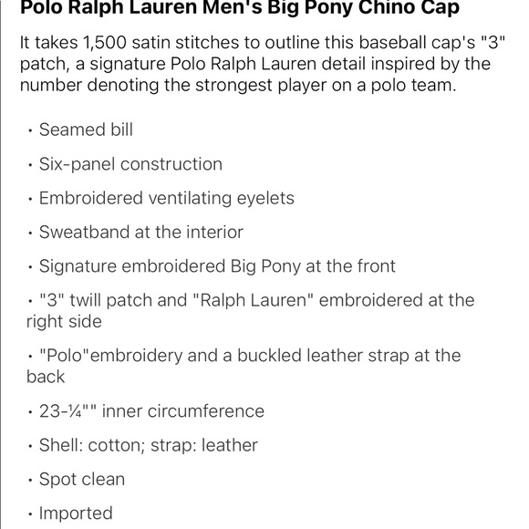 MENS POLO RL BIG PONY CHINO HAT - Picture 4 of 13